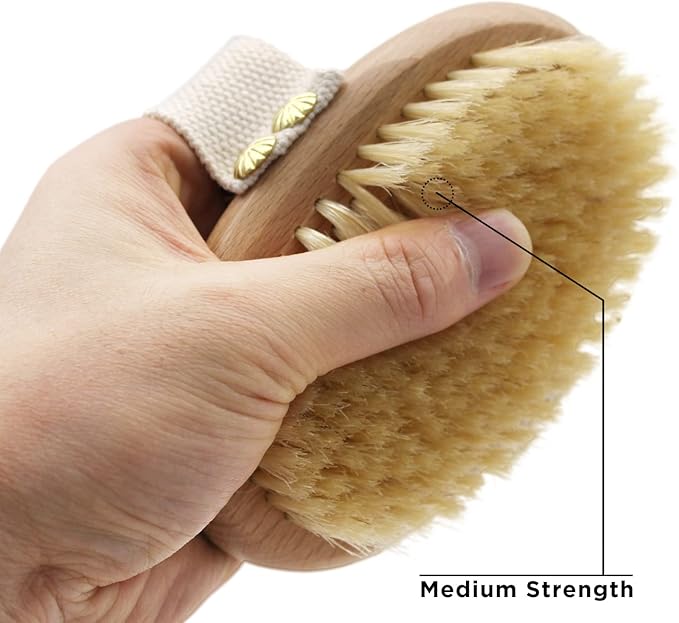 ICANdOIT Dry Brushing Body Brush-Boar Bristles Dry Skin Brush,Exfoliating Massage Brush for Cellulite and Lymphatic,Improve Circulation,Stop Ingrown Hairs,Reduce Acne,Soften Skin
