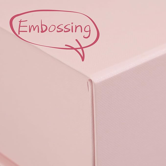 Pink Gift Box,Collapsible 7.8 x7x 3.1 Inches Gift Box with Lid,Magnetic Closure Matte Textured Finish Box for Wedding Gifts