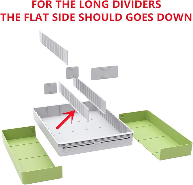 Fu Store Silverware Drawer Organizer DIY Customize Expandable Utensil Tray for Kitchen Upgraded Flatware Cutlery Holders Adjustable Plastic Tableware Storage for Spatula Spoons Forks Knives (Green)