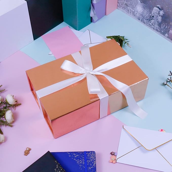 YINUOYOUJIA Large Gift Boxes with Magnetic Lid (rose gold, 1 Count (Pack of 1))