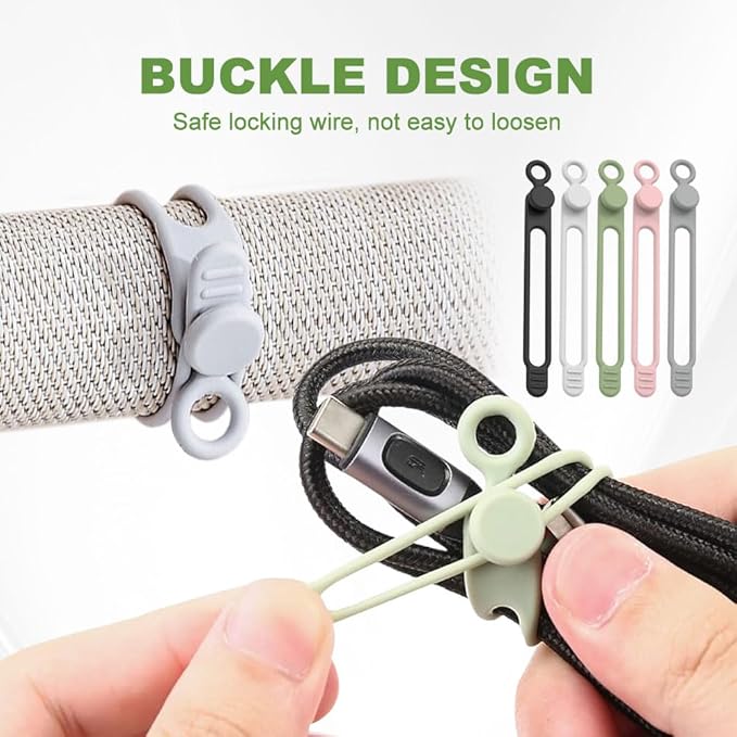Data Cable Organizer, 2025 Upgrade Silicone Headphone Organizers, Silicone Cable Ties Reusable Cable Management Organizers Multipurpose Elastic Cord Organizer for Bundling and Fastening Cables (5Pcs)