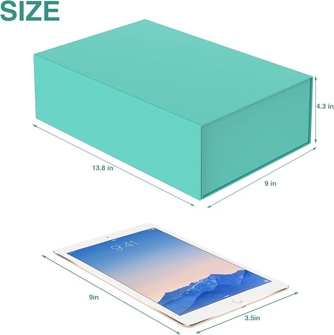 Luxury Large Gift Box 13.8"x9"x4.3" Storage Box Ribbon Magnetic Closure for Luxury Packaging Box for Mother's Day, Birthdays, Bridal Gifts,Weddings