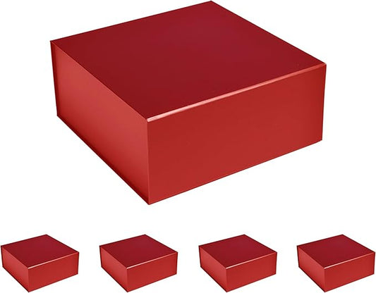 CECOBOX - Gift Boxes with Lids for Presents 6"x6"x2.75" - Matte, Collapsible Magnetic Closure Gift Box - Groomsmen & Bridesmaid Proposal Boxes, Wedding, PR, Birthdays, Holidays - Red