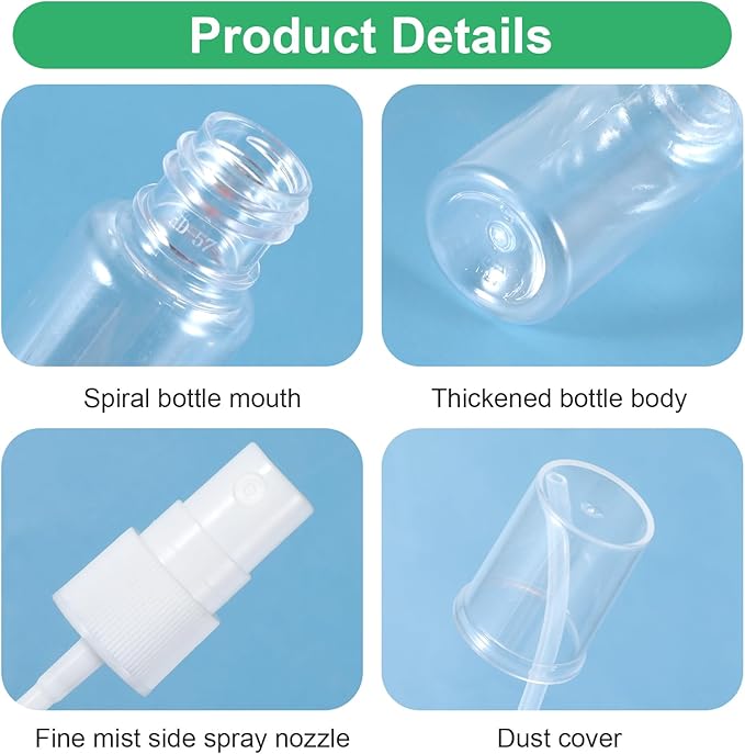 6 Pcs 20 Ml Empty Spray Bottle, Clear Sprays Bottles Small Plastic Fine Mist Spray Bottles, Travel Sprays Bottle Reusable Containers for Travel Perfume Cosmetics Cleaning Care