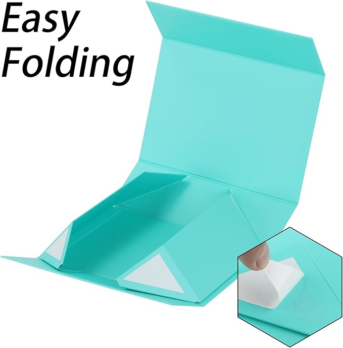 Turquoise Gift Box,10x7.3x3.5 Gift Boxes With Lids For Presents Includes Ribbon And Diy Printable Sticker Paper,Bridesmaid Proposal Box,Magnetic Gift Box For Birthday,Wedding,Graduation