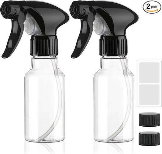 Spray Bottles 4oz/120ml Plastic Small Spray Bottle for Hair Mist/Stream Spraying Heavy Duty Empty Water Spray Bottles for Cleaning Solutions, Plants 2 Pack (Clear)