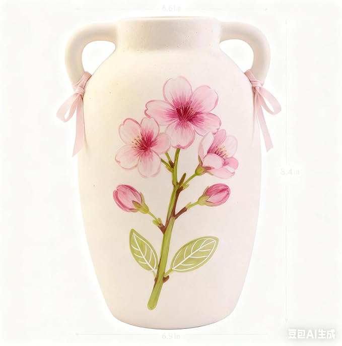 Plain Beige Ceramic Vase for DIY Painting - Customizable Handmade Pottery, Blank Canvas for Flower Arrangements, Home Decor, Wedding & Office Decoration (6.61L x 5.91W x 9.84H)