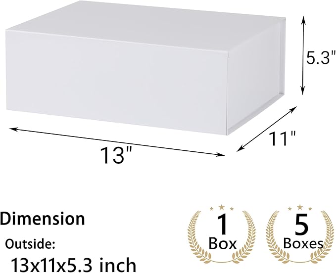White Gift Box,13x11x5.3 Large Gift Boxes With Lids For Presents Includes Ribbon And Diy Printable Sticker Paper,Bridesmaid Proposal Box,Magnetic Gift Box For Birthday,Wedding,Graduation