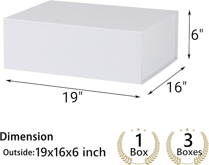 White Gift Box,19x16x6 Extra Large Gift Boxes With Lids For Presents Includes Ribbon And Diy Printable Sticker Paper,Bridesmaid Proposal Box,Magnetic Gift Box For Birthday,Wedding,Graduation