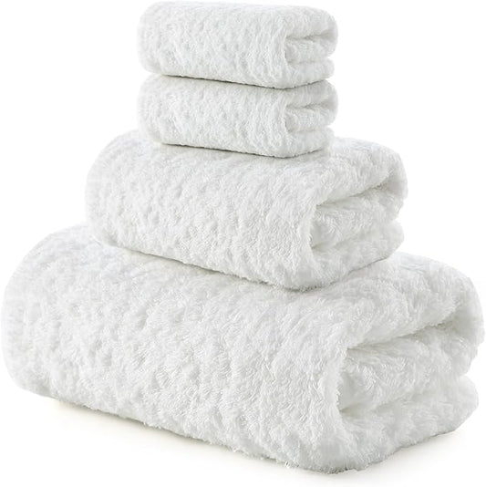 REDKISS Ultra-Plush Bath Towel Set - 900GSM Premium Thick Cotton for Bathroom & Spa, Super Absorbent Quick-Dry Bath Sheets with No Shedding (4-Piece Set for Adults, Luxury Hotel & Home Use)-White