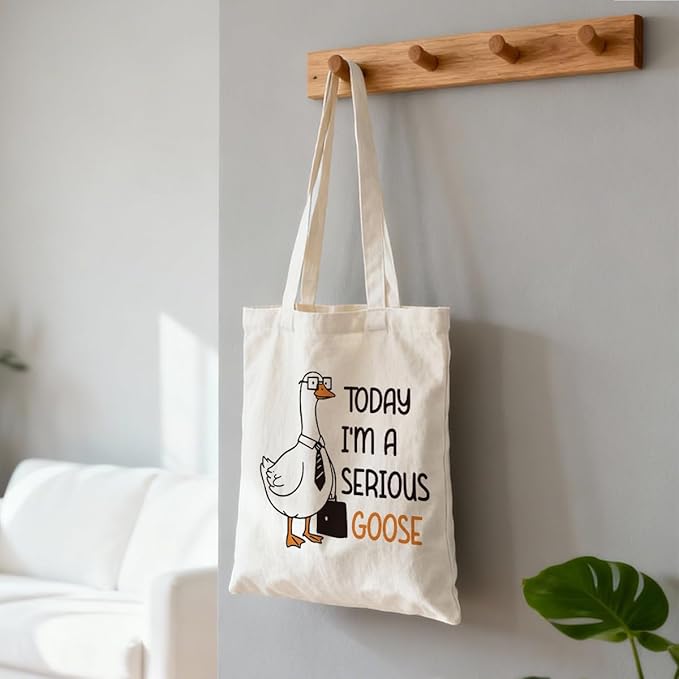 Canvas Tote Bag for Women, Today I'm A Serious Goose Shoulder Bags, Casual Canvas Totes to Work Traveling, Christmas Gifts to Friends and Family, Holiday Gift Bags for Wrap Storage