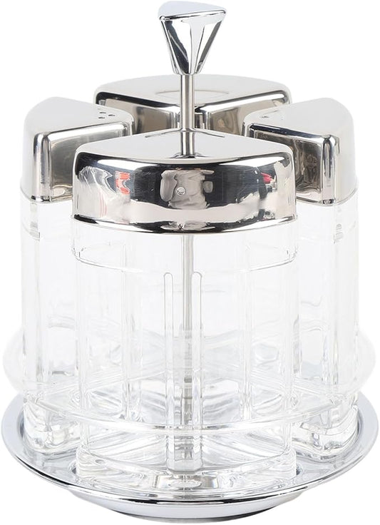 Glass Meal Prep Containers : 2X150ml 2X80ml Rotating Transparent Seasoning Containers for Oil, Salt, and Meal Essentials