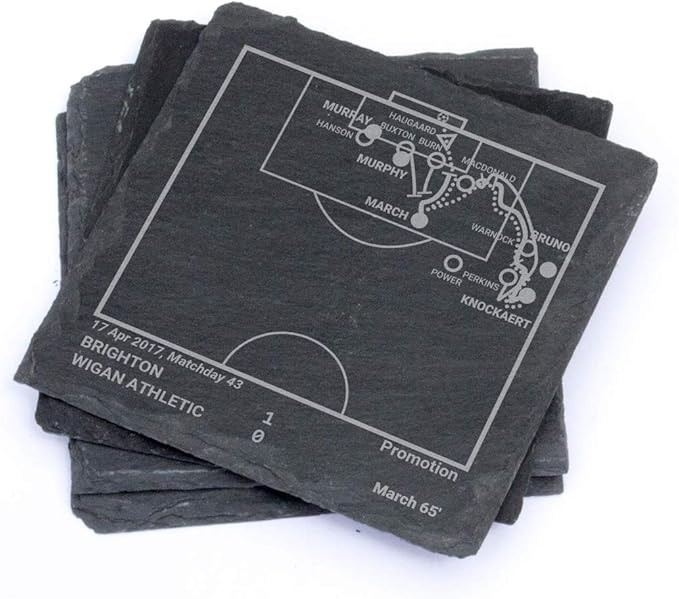 Greatest Brighton & Hove Albion Plays: Slate Coasters (Set of 4) | Best Gift Idea for Sports Lovers | Brighton & Hove Albion Historic Moments Gifts
