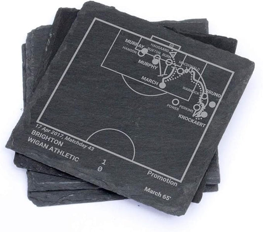 Greatest Brighton & Hove Albion Plays: Slate Coasters (Set of 4) | Best Gift Idea for Sports Lovers | Brighton & Hove Albion Historic Moments Gifts