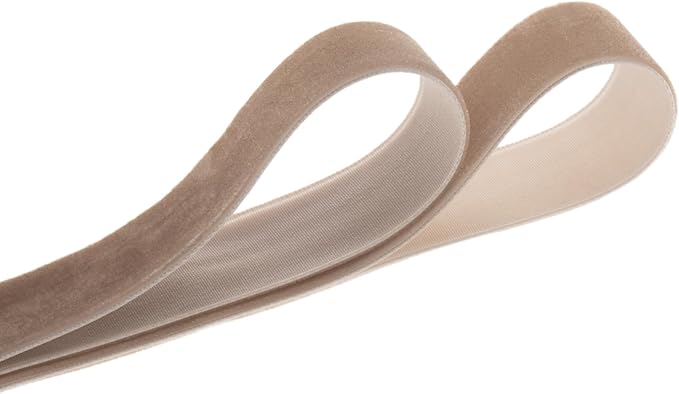 Vintage Camel Velvet Ribbon Christmas Ribbon for Gift Wrapping Crafts Christmas Tree Ornaments Garland Decorations, 1 Inch X 25Yd