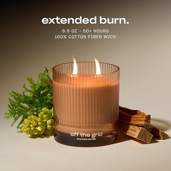 Off The Grid Luxury Scented Candle by Snif, Warm and Calming Candle, 50+ Hours, 100% Cotton Fiber Wicks, Soy Wax Blend, Non-Toxic, Vegan, 8.5 oz