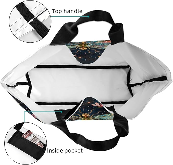 Tote Bag Shoulder Bags for Women Grocery Shopping Bag Reusable Bags Boho-Red Paisley 1