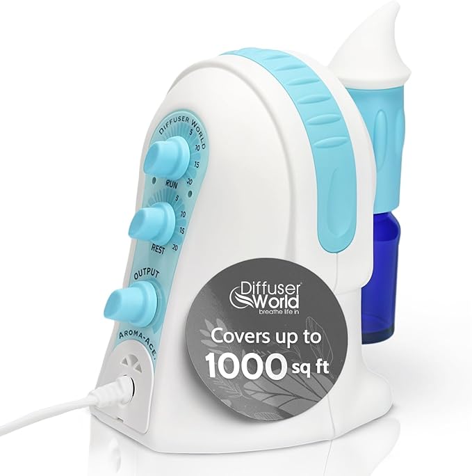 Waterless Diffuser for Essential Oils 110V, Blue Made in USA Aroma Atomizer Diffusers Waterless Essential Oil Diffusers for Home Large Room Fragrance, Home Scent Diffuser Machine, Air Aromatherapy