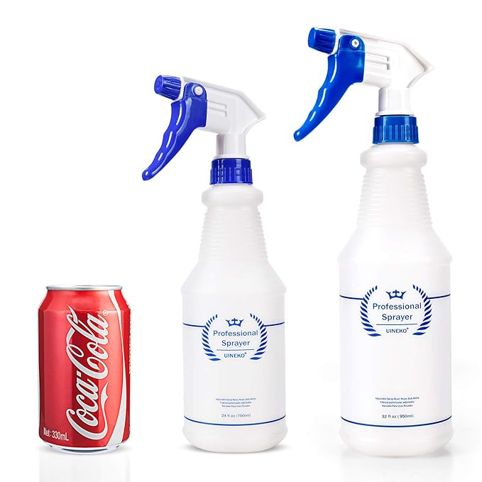 Plastic Spray Bottle 2 Pack, 32 Oz, All-Purpose Heavy Duty Spraying Bottles Leak Proof Mist Empty Water Sprayer for Cleaning Solution, Essential Oils, Hair, Planting with Adjustable Nozzle - Blue