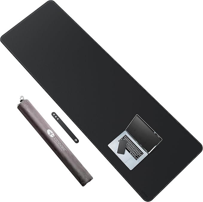 CENNBIE Leather Desk Mat Protector, XXXXXL 74.8" x 23.6" Extra Large Leather Office Desk Pad Mat for Full Desk, Computer Desk Mat on top of desks - Oversized Large Mouse Pad (Black)