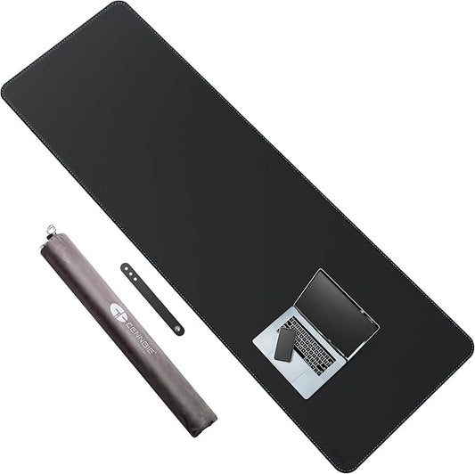 CENNBIE Leather Desk Mat Protector, XXXXXL 74.8" x 23.6" Extra Large Leather Office Desk Pad Mat for Full Desk, Computer Desk Mat on top of desks - Oversized Large Mouse Pad (Black)