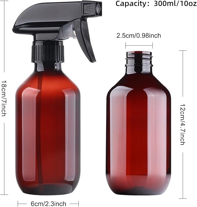 Teyssor Spray Bottles Water Spray Bottle - BPA Free - 10 oz/300 ml Plastic Refillable Containers Fine Mist Small Spray Bottle with Adjustable Nozzle for Hair, Cooking, Cleaning