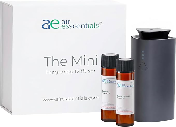 Air Esscentials 'The Mini' Gift Set, Mini Essential Oil Diffuser Kit for Home, Rechargable & Waterless Small Oil Diffuser, Covers 300 Sq. Ft. Coverage, Luxury Collection