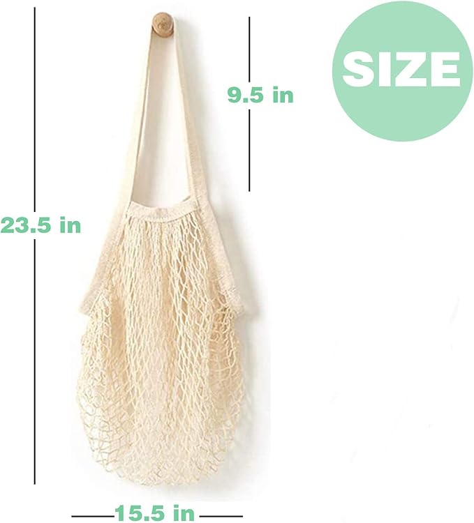 YOYI YOYI Reusable Produce Bags Cotton Mesh Grocery Bags,Washable Portable Vegetable Bag, 100% Cotton Mesh String Organizer Shopping Bag Handle Net Tote