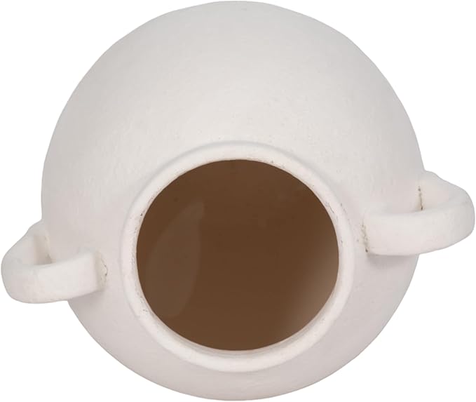 Sagebrook Home Stoneware Vase with Handles - Textured Decorative Pottery for Home & Office - Modern Rustic Accent for Living Room, Bedroom, or Table Centerpiece - 10" White