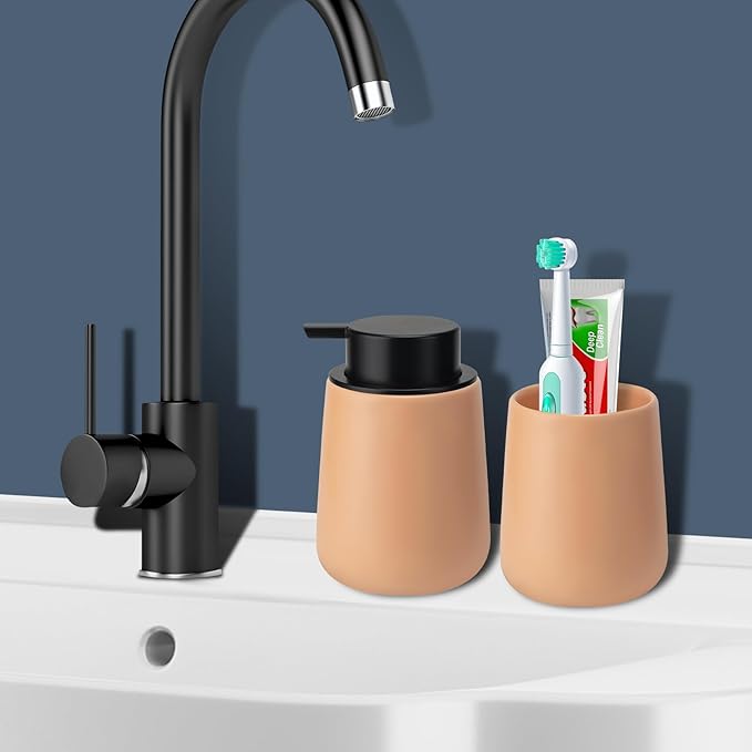 Soap Dispenser Ceramic with Easy-to-Press Pump Hand Lotion Liquid Dispenser for Shampoo Bathroom Kitchen 12 oz