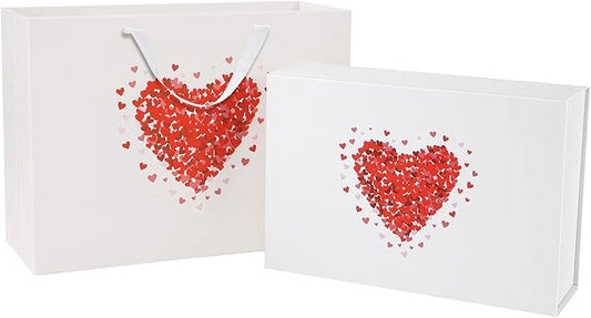 Large Gift Box with Lids 13.5x9x4.1 Inches, White Gift Box with Bag, Bridesmaid Proposal Box with Magnetic Closure for Mother's Day (Matte White)