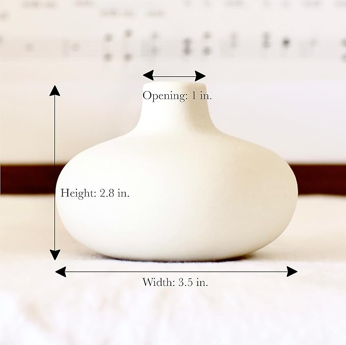 Carrot's Den - Set of 6 Nordic Minimalist White Ceramic Donut Bud Vases for Decor | Modern Boho Vases for Dry Flowers + House Plants | Wedding, Bookshelf, Home Decor, Coffee Table, Centerpiece (White)