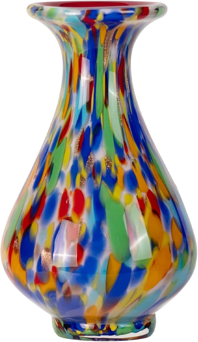 KAMMAK Colored Glass Vase, Beautiful Hand Blown Decorative Vase, Modern Art Vase for Flower Mantle Dining Table Centerpiece, Entryway Living Room Wedding Decoration, FH016