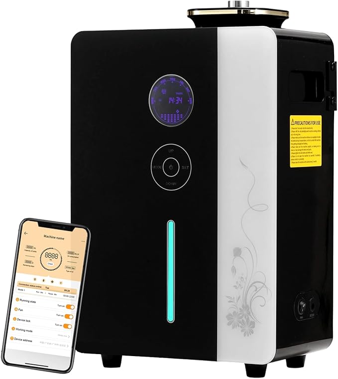 Diffuser - WiFi Air Machine for Home & Commercial Use, Covers 7500 sq. ft., Waterless Cold- Air Nebulizing HVAC Oil Diffuser for Large Room, Hotel, Spa, Office