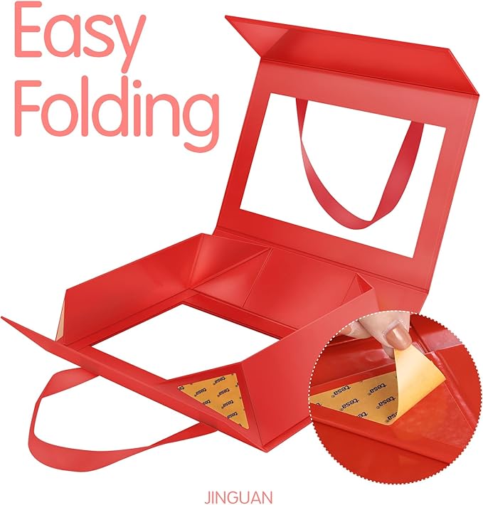 5 Pack Gift Boxes with Windows, Clear Magnetic Gift Boxes for Presents, Bridesmaid Proposal Boxes (11x8x3.2 Inches)