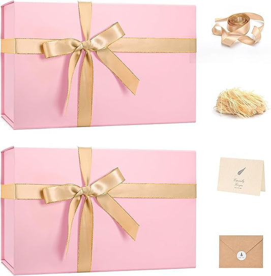 LIFELUM Birthday Gift Box 14"x8.5"x4.5" Gift Boxes for Presents for Anniversary Wedding Proposal Birthday Gifts boxes with Shredded Filler Card Ribbon