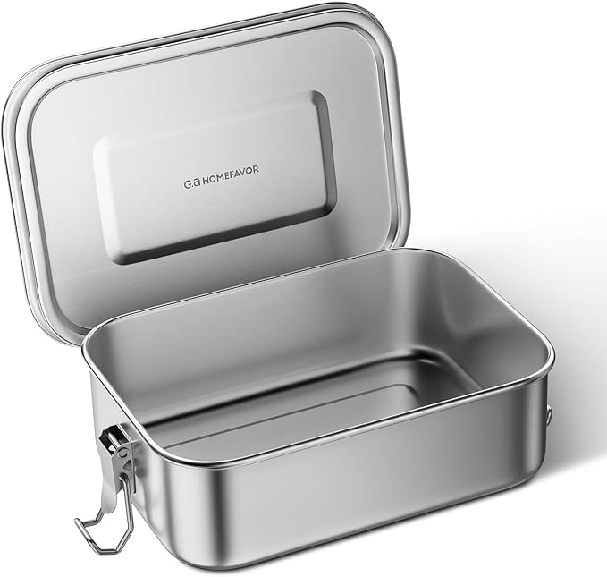 G.a HOMEFAVOR Bento Lunch Box, Stainless Steel Lunch Containers Leakproof, Metal Lunch Containers for Adults, 800 ml, Dishwasher Safe, BPA Free
