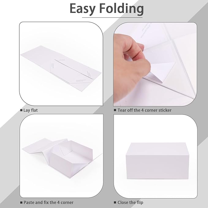 9.5x7x4 Inches Gift Box with Magnetic Closure Lid, White Magnetic Box for Wedding, Groomsmen Bridesmaid Proposal, Birthdays, Mother's Day, 1 Pack