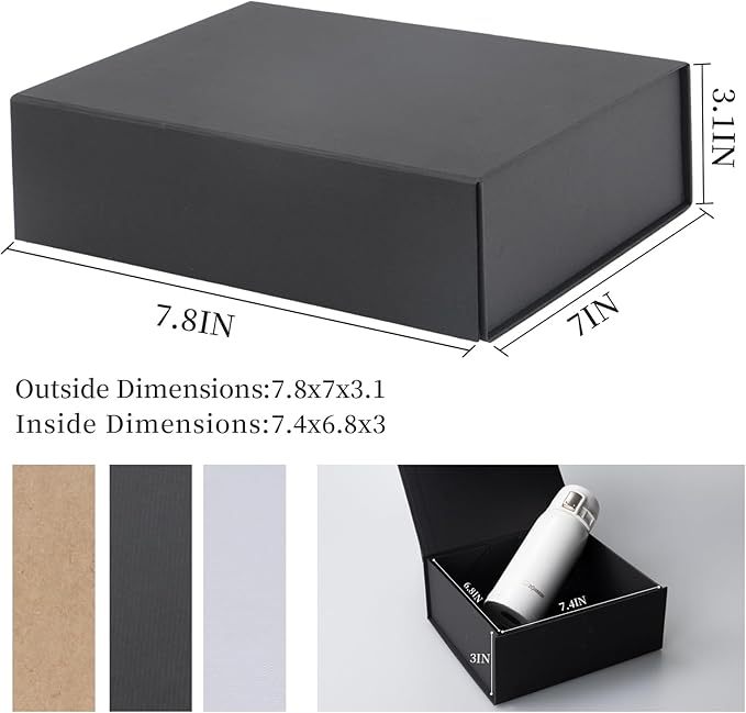 Empty gift box Small Black 7.8x7x3.1 Inches Gift Box with Lid Groomsmen Graduation decorative boxes with lids Halloween,Christmas,Valentine's Day,gifts for women