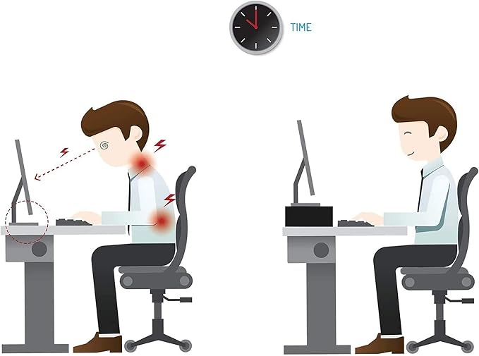 BONTEC Wood Monitor Stand Riser, 2-Tier Desktop Organizer with Storage, Ergonomic Computer Stand for Desk, Cable Management, Cellphone Holder, 21.3 Inch Shelf, Black