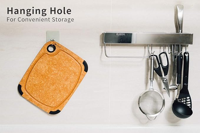 Toptier Wood Fiber Cutting Board for Kitchen - Non-Slip, Reversible, Eco-Friendly, Small 11.5 x 9.25-inch Chopping Board, Natural Slate