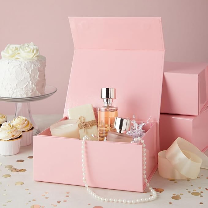 Stockroom Plus Jewelry Gift Box Set - 6-Pack, 9.5 x 7 x 4 In, Pink Magnetic Lids - Bulk Boxes for Bridesmaid Proposals, Wedding & Birthday Surprises