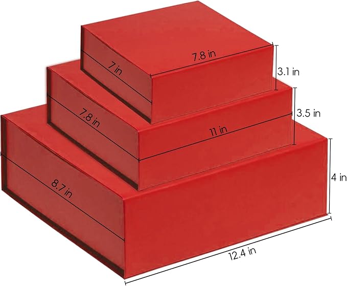 Red Gift Box,7.8x7x3.1 Inches Gift Boxes with Lids,Gift Box for Valentines Day,Magnetic Closure Gift Boxes for Presents,Birthday Christmas,Thanksgiving Day
