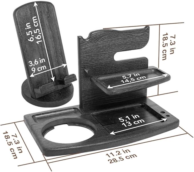 Gifts for Men, Fathers Day Wood Phone Docking Station for Dad, Desk or Nightstand Organizer, Mens Gifts for Husband, Birthday Gifts for Men,Gifts for Fathers Day, Key Holder Wallet, Watch & Essentials
