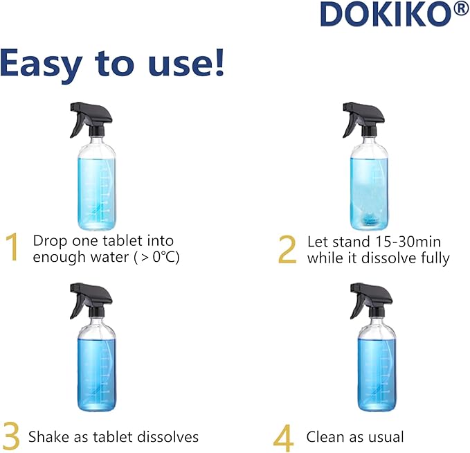 Glass Cleaner Refill Tablets - 50 Concentrated Multi-Surface Cleaning Tablets, 1 Pack Makes 50 * 16 fl oz Spray for Windows, Mirrors, Windshields & More