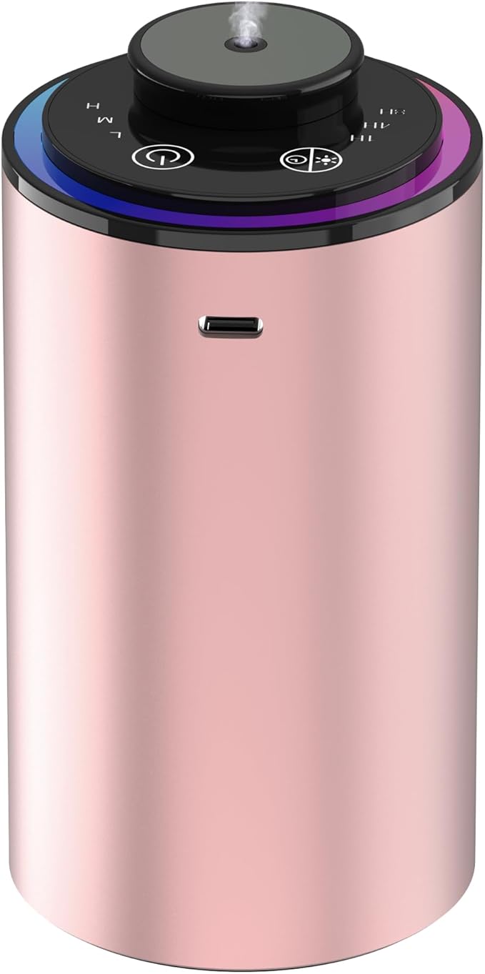 Waterless Essential Oil Diffuser, Portable Aromatherapy Diffuser,3 Countdown Timers & 3 Mist Levels for Home, Room, Car, Office (Pink)