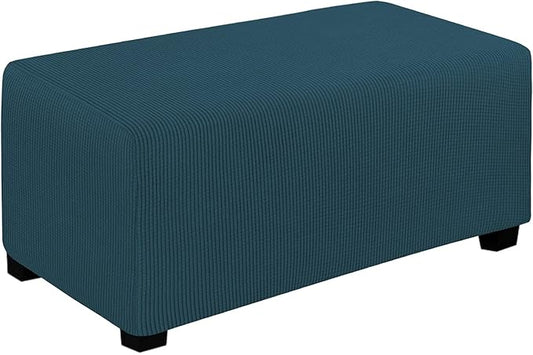 Easy-Going Stretch Ottoman Cover Folding Storage Stool Furniture Protector Soft Rectangle slipcover with Elastic Bottom(Ottoman Large,Deep Teal)