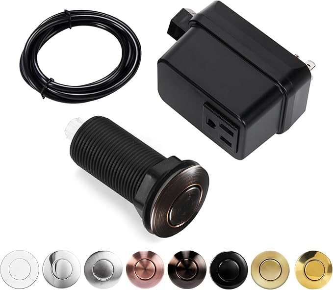 Garbage Disposal Switch, Cordless Air On Off Kit for Food Waste Disposer, Sink Top Push Button by CLEESINK (LONG/3.5", Oil Rubbed Bronze)