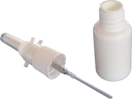 Snoot! 50-Pack 20ml Nasal Spray Bottle Mist Sprayer - Empty Refillable White Plastic Spray Bottles - Reusable Nose Sprayer for Nasal Medications