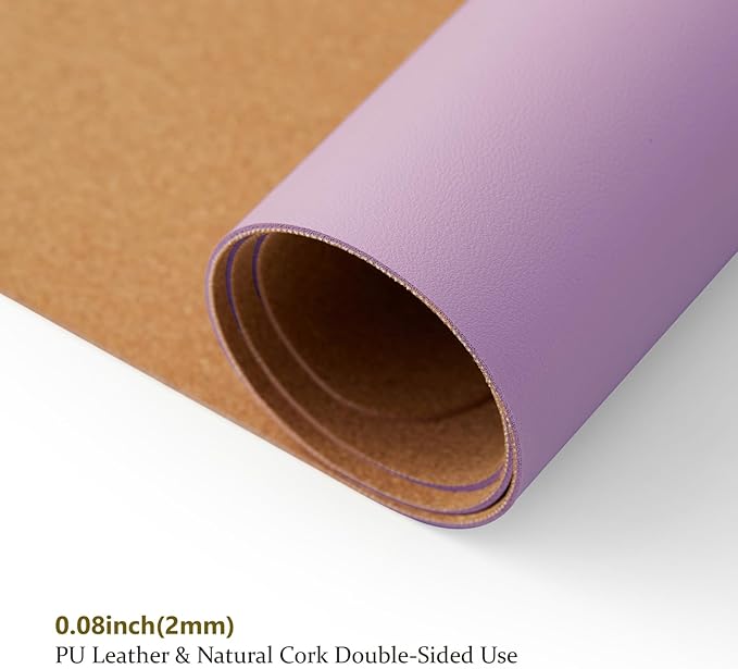 Cork Desk Mat - Dual-Sided Desk Pad for Office and Home - Desk Organization and Accessories - Ideal for Large Mouse Pad and Desk Mats on Top of Desks(Purple,27.6"x 13.8")